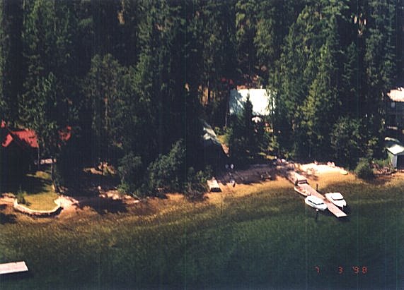 My parent's cabin (dock with two boats).