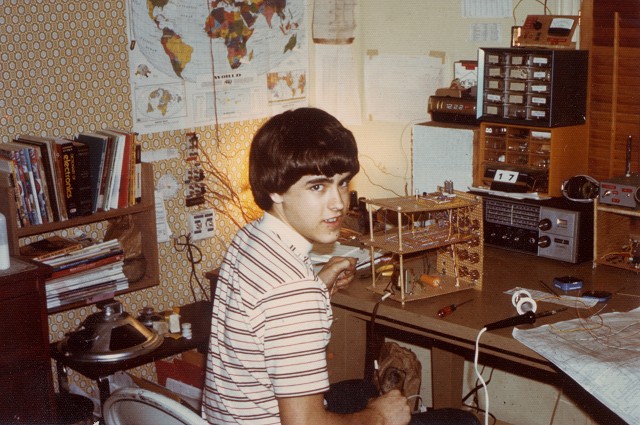 Russ constructing his multiplying machine; January, 1977.