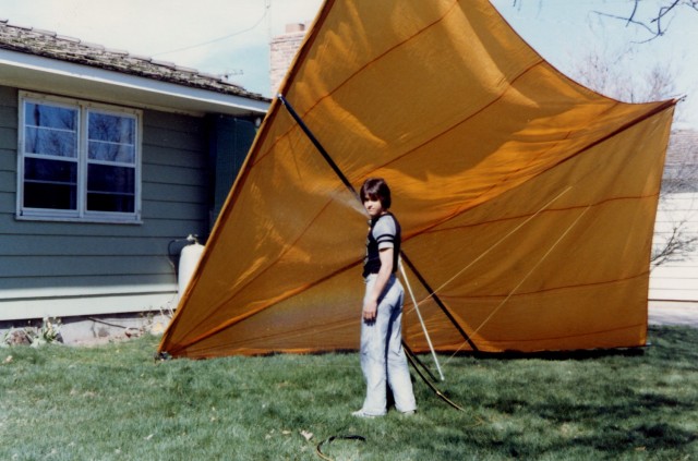 Russ washing Chandelle glider; April, 1981.